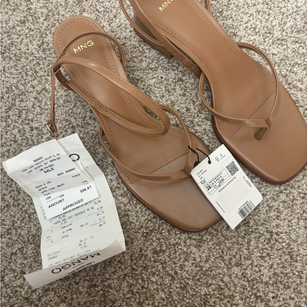 Mango Tan Minimalist Sandals - Picture 2 of 6